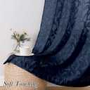 Lecloud Leia Jacquard Textured Navy Blue Sheer Curtains 96 Inches Long 2 Panels, French Door/Living Room/Bedroom Curtain with Dual Rod Pockets, Light Filtering Clip Leaf Voile Drapes, 38x96 Inches