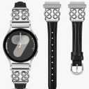 TOYOUTHS Leather Band Compatible with Samsung Galaxy Watch 7/6/5/4/Active 2 40mm 44mm Band Women, 20mm Dressy Slim Leather Strap with Celtic Heart-Shaped Knot Buckle for Watch 6 Classic/Watch FE