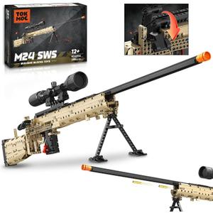 Fluorspar blaster Building Block Gun for Adults, 1: 1 M24 Model Gun That Shoot Educational Toys DIY Assembling Building Toys Set for Boys Age 14+, Collectible Gift for Toy Lovers, 1388Pcs