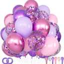 68Pcs Pink and Purple Balloons 12 Inch Metallic Purple Pink Latex Balloon Confetti ballons with Ribbons Party Balloons for Wedding Girls Birthday Baby Shower Decorations.