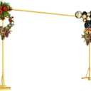 HAITRAL 10x7 FT Backdrop Banner Stand,Square Wedding Arch Balloon Metal Frame,Heavy Duty Background Stand Kit,Adjustable Photo Backdrop Stand for for Parties Birthday Video Studio - Gold