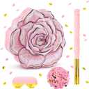 Pink Flower Piata Set with Blindfold Bat and Confetti Floral Piata Girls Party Game for Graduation Birthday Baby Shower Gender Reveal Wedding Party (16.54 x 15.75 Inches)