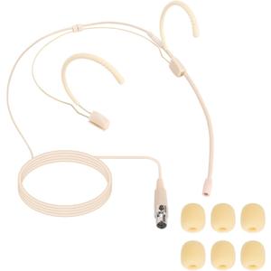 3 Pack Microphone Headset - Discreet Over-Ear Headworn Earset with Hanging Mic, Compatible with Shure Wireless Bodypack Transmitters - Ideal for Live Performances, Theater, Lectures & Public Speaking