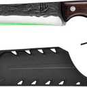 FULLHI Boning Knife with Sheath, Multi-colors Handle Full Tang Kitchen Knife, High Carbon Steel Carving Fishing Deboning Knife for Outdoor Camping BBQ (Brown, 6.69icnh)