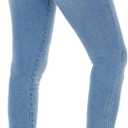 LICTZNEE Women's Skinny Jeans Mid Rise, Stretch Denim Slim Fit Leg Elastic Waist Pants with Pockets, Light Blue, Size 4