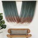 Macrame Wall Hanging Dip-Dye Green Boho Wall Decor Chic Fiber Yarn Wall Art Craftsmanship Bedroom Livingroom Nursery Apartment Home Decor 57" W x 35" L