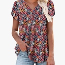 ONLYSHE Womens Tops Short Sleeve Tunics Blouse Spring Summer Casual V Neck Tshirts XL