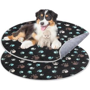 2 Pack 32" Round Whelping Pads for Dogs Washable Pee Pads for Dog Waterproof Pee Pads Black Reusable Puppy Pads Pet Training Pads Absorbent Floor and Bed Mat Fleece Pee Pad for Potty