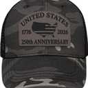 USA 250th Anniversary Hat 1776-2026, Adjustable Patriotic Trucker Hat Retro Patriotic Baseball Cap for Men Women (Brown)