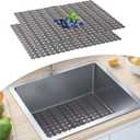 Kitchen Sink Protector Mat - 2Pack Adjustable Protectors for Stainless Steel Sink - Fast Draining Mats for Bottom of Kitchen - Dishes and Glassware - Easy to Clean & DIY Cut (Black transparent)