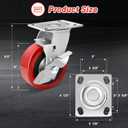Nefish 5 Inch Industrial Grade Casters Wheels, Heavy Duty Polyurethane Casters Set of 4 with Dual Ball Bearing, Solid Polyurethane Wheel 3500 Lb, Plate Swivel Casters for, Industrial, Equipment