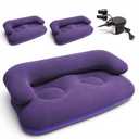 3 Pcs Inflatable Bean Bag Chairs with Electric Air Pump, Giant Blow Up Couch, Outdoor Folding Beanbag Chairs for Adults, Portable Lounger Air Sofa Lazy Sofa Seating Movie Night (Navy Blue Chairs)
