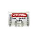 3 x 20A 125V Fuse 20 Amp 125 Volt Max Fast Blow Glass Fuses Replacement for Outdoor C9 String Christmas Xmas Lights 5x20MM / 0.2x0.78Inch (Pack of 30pcs)