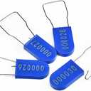100PCS Plastic Padlock Security Seals Metal Wire Padlocks Electric Meter Lockout Tags Disposable Anti-Tamper Lock Numbered Anti Tamper Tags Blue