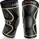 Copper Knee Braces for Women and Men 2 Pack, Knee Compression Sleeve for Knee Pain, Arthritis,ACL, Meniscus Tear, Joint Pain Relief, Knee Support for Running, Working Out, Fitness, Weightlifting (Black, L)