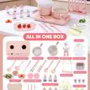 Real Cooking Set with 110V Dual Burner, Mini Kitchen Set (Pink) | Operate Each Burner Separately or Together to Steam, Boil and Heat Two Dishes at Once