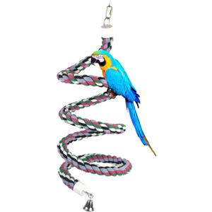 94.4inch Length Colorful Cotton Bendable Rope Perch Swing Bird Chew Toys Amazon Parrots Cage Toys with Bell Swing Climbing Standing Bungee Bird Toys for Regular to Big Size Birds 94.4inch Length Colorful Cotton Bendable Rope Perch Swing Bird Chew Toys Amazon Parrots Cage Toys with Bell Swing Climbing Standing Bungee Bird Toys for Regular to Big Size Birds