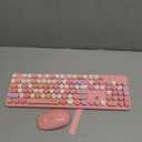 UBOTIE Colorful Wireless Keyboard and Mouse Combos, Retro Typewriter Floating Flexible Full-Sized Keys Computer Keyboard with Optical Mouse, 2.4GHz USB-A Connection for Windows Mac (Pink-Colorful)