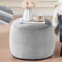 Boho Ottoman Living Room Furniture 20"x15" Large Round Ottomans Pouf Couch Foot Rest Grey Pouf Ottoman Foot Rest with Foam Chunk Filling Pouffe Ottomans Stuffed Foot Rest Poufs for Couch