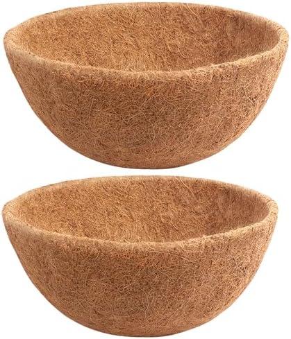 Y&M 2pcs 16“ Round Coconut Fiber Liner, 16'' Coco Liner Pre-Formed Replacement for Wall Hanging Planter Basket