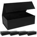 LFBOX Large Black Gift Box with Magnetic Lids 13.8x8.3x4.4 in, Bridesmaid Groomsman Proposal Boxes, Collapsible Rectangle Storage Box 5 Pack