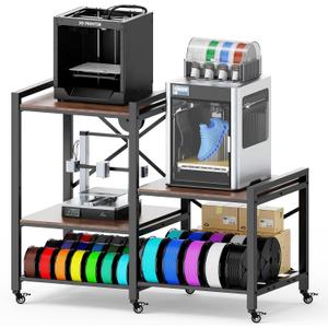 Heavy-Duty 3D Printer Stand with Filament Storage, Mobile 3D Pinter Table for 3 Printers, Large Pinter Workstation with Locking Metal Casters
