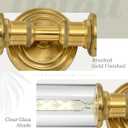 Ken & Ricky 24In Wall Sconces Set of Two, Brushed Gold Bathroom Sconces Wall Lighting with Clear Glass, Vanity Lights for Bathroom Bedroom Living Room Hallway KR3376-W-BG-2PK