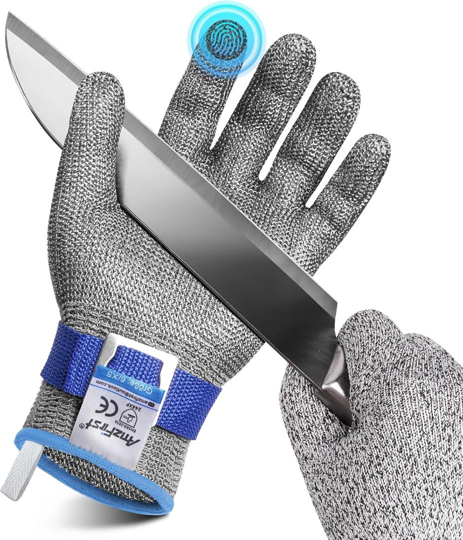 1 Pcs Level 9 Cut Resistant Gloves, Food Grade for Stainless Steel Mesh Metal Glove Touch Screen, Kitchen Cooking Gloves for Women and Men, for Butcher Meat Cutting Oyster Shucking, Size: 8/Medium