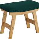 Foot Stool Ottoman Foot Rest Under Desk,Small Stool for Living Room, Bedroom and Kitchen (Natural Legs - Green Stool Surface)