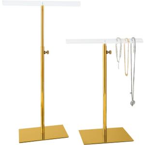 Jewelry Display Stand, 2PCS T Bar Purse Handbag Holder Adjustable Height Stainless Steel 13.3~21.2 Inches Showcase Rack for Retail Boutique or Home Closet
