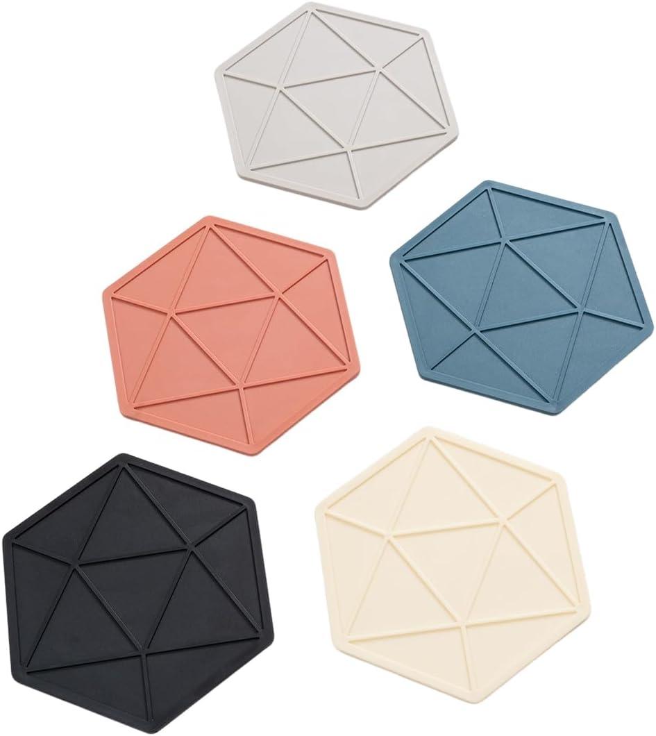 Silicone Trivets for Hot Dishes,Star Dersign Set of 5 pcs Non-Slip & Heat Resistant Modern Kicten Hots Pads for Table, Trivets for Hot Dishes & Cookware