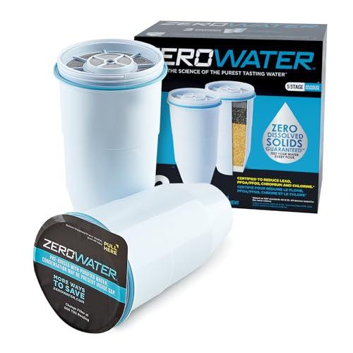 Zerowater Official Replacement Filter - 5-Stage 0 Tds Filter Replacement - System Iapmo Certified To Reduce Lead, Chromium, And Pfoa/Pfos, 2-Pack