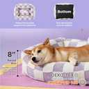 Lesure Cute Dog Bed for Large Dogs - Washable Pet Beds,Cozy Rectangle Orthopedic Sofa with Jacquard Shaggy Plush & Anti Slip Bottom,36x27x8inches (Lavender Checks)
