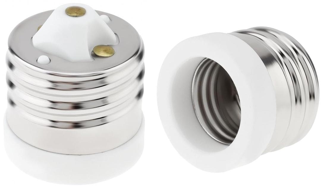 RTNLIT E39 to E26 Socket Adapter, Ceramic Mogul Base E39 to Standard Medium E26 Screw Base Light Bulb Reducer Converter for Antique Floor Lamp (Pack of 2)