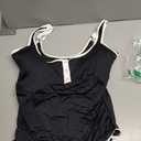 B2prity One Piece Swimsuit for Women Tummy Control Ruched Slimming Bathing Suit Button Full Coverage Swimwear (Large, Black,white)