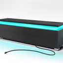 Rolanstar TV Stand with Power Outlet & LED Lights, Modern Entertainment Center for 32/43/50/55/65 Inchs TVs, TV Table, Universal Gaming LED TV Media Stand with Large Storage Cabinet, Black