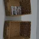 OIAHOMY Pantry Baskets for Organizing, Paper Rope Baskets with Built-in Handles, Wicker Storage Bins for Shelves, 2 Pack-Yellow