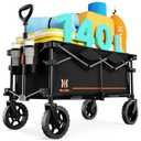 Navatiee 140L Collapsible Folding Wagon, Large Capacity Foldable Wagon with Silent All-Terrain Wheels, Utility Grocery Cart for Camping Shopping Outdoor, Black