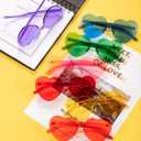 Gejoy 15 Pairs Heart Shaped Sunglasses for Women Men Valentine Transparent Candy Color Frameless Glasses