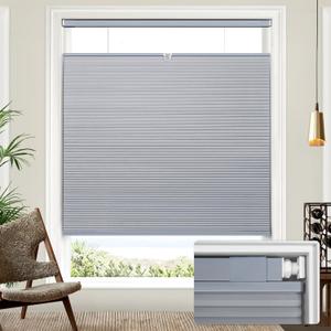 Lazblinds Upgraded Top Down Bottom Up (TDBU) Honeycomb Blinds, No Drill No Tools Easy Install Cordless Cellular Shades for Windows 25" W x 64" H, Dark Grey - Blackout