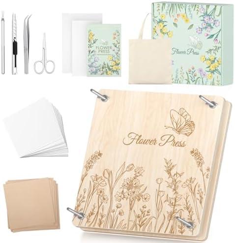 Wakhow Flower Press Kit – 11" x 11" Large Wooden Flower Presser for Adults & Teens | DIY Bouquet Preservation & Dried Flower Art | Ideal Gift for Nature & Craft Lovers