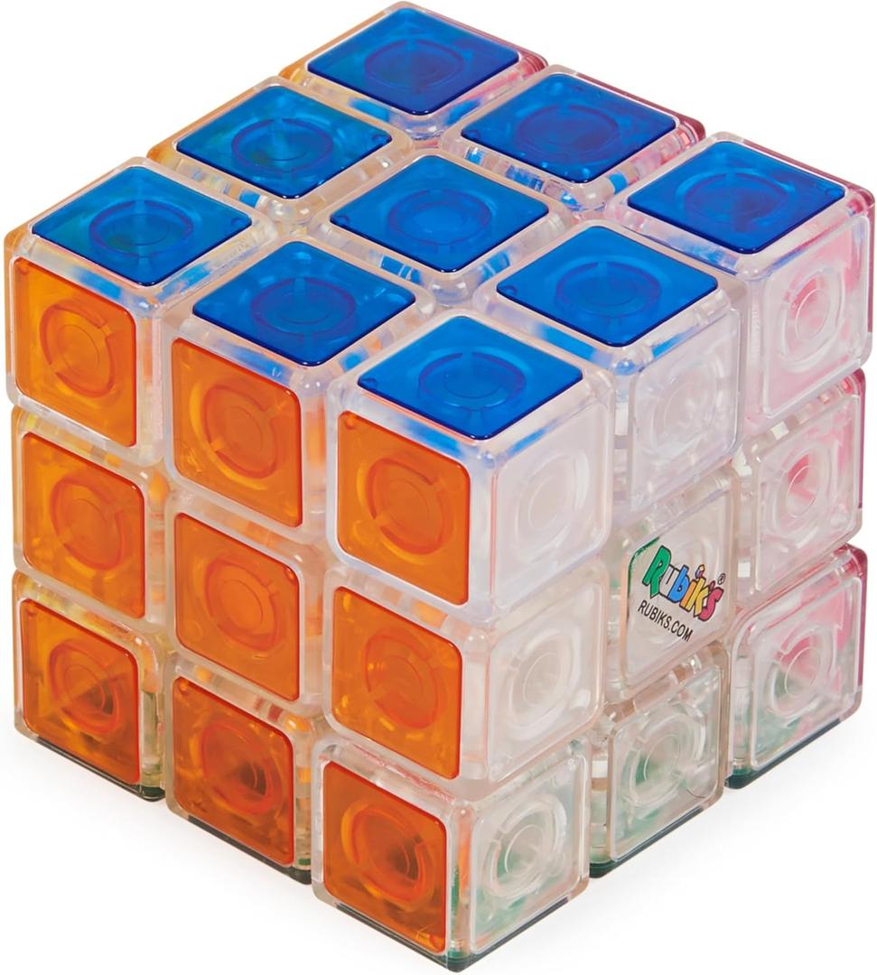 Rubiks Cube, Crystal Cube, Transparent 3x3 Cube Color-Matching Puzzle Game, Twisting Fidget Toy, Challenging Brain Teaser & Sensory Puzzle for Adults, Teens, & Kids, for Ages 8 & Up