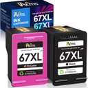 Remanufactured Ink Cartridge Replacement for HP 67 67XL for Envy 6052 6058 6075 DeskJet 2732 2755 2842e DeskJet Plus 4152 4155 4158 Printer (1 Black 1 Color)