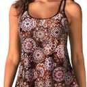 Womens Flowy Tankini Tops Only - Modest Bathing Suit Loose Fit Swimsuit Swim Tops No Bottom 2025  (X-Large, Mandala)