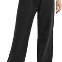 YEOREO Women's Wide Leg Sweatpants Drawstring Baggy Sweatpants Penny Fleece Lined Lounge Pants with Pockets Black, Size M