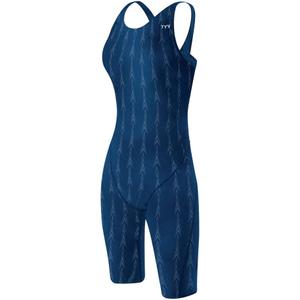 TYR Women's Solid Fusion 2 Open Back Swimsuit - U12 Compliant, Navy, 32