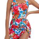 Aidonger One Piece Swim Dress Swimsuits for Women Tummy Control Swimdress Skirt Bathing Suit XL