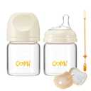 COMI Natural Glass Baby Bottles for Breastfeeding Babies,Newborn Anti-Colic Baby Bottle Set with Slow Flow Nipple,0-3 Months,BPA-Free,6 oz,2 Pack