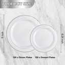 NOCCUR 200PCS Silver Plastic Plates Disposable for 100 Guests - Include 100 Dinner / 100 Dessert Plates Heavy Duty - Ideal for Party/Wedding/New Year