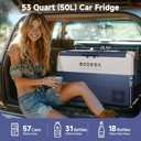 BODEGACOOLER 12 Volt Car Refrigerator, 53 Quart Portable Car Freezer Fridge Bluetooth Control, (50L) -4-68 Electric Cooler 12/24V DC and 100-240V AC for Travel, Camping, RV, Boat Road Trip Tailgating (53qt-Single Zone)
